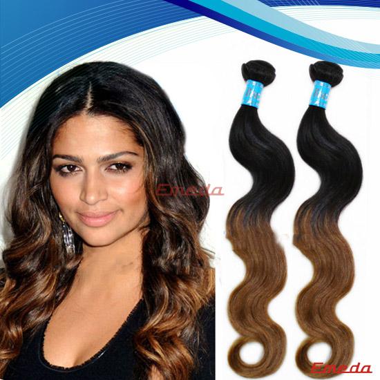 Colored two tone hair weave Unprocessed 100% cheap virgin indian hair  